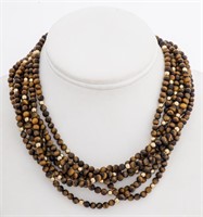 Seven Strand Tiger's Eye Beaded Necklace