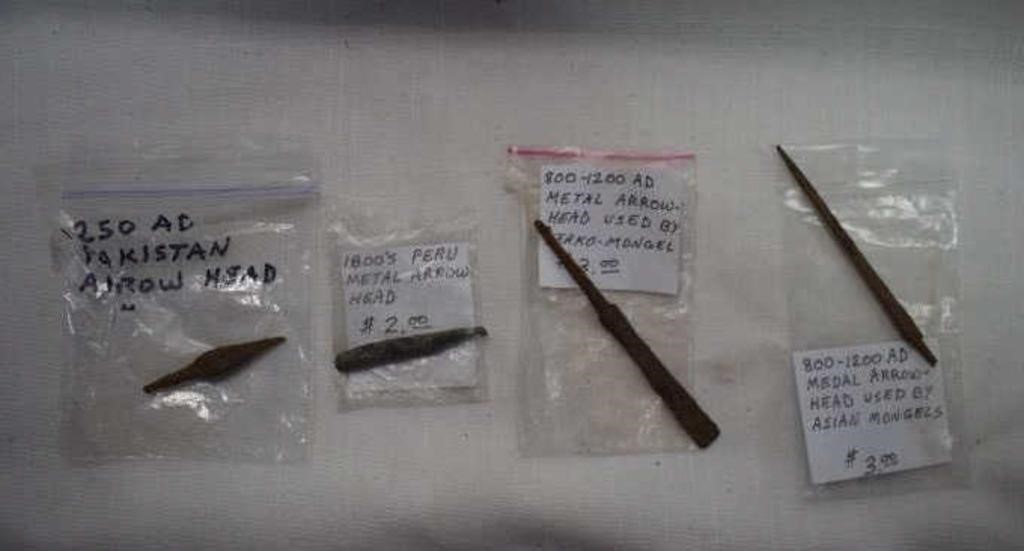 Four Ancient Spear Metal Arrow Heads