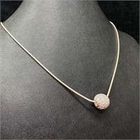 Sterling Pave-Set CZ Ball Pendant Necklace