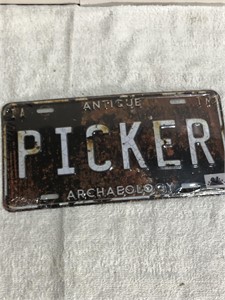 Metal Antique Picker License Plate