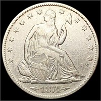 1874 Arws Seated Liberty Half Dollar CLOSELY