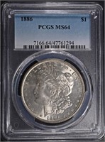 1886 MORGAN DOLLAR PCGS MS64