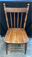 VTG solid wood chair. Fair condition w/coushin