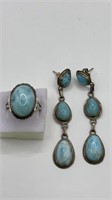 Blue Larimar Earrings/Ring