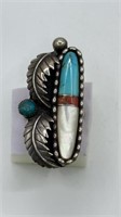 Turquoise/Feather Ring Size 8.75