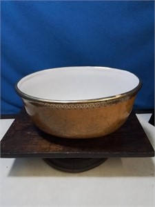 oval gold ceramic planter or bowl