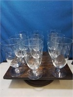 Set of 9 edge glass water or ice tea glasses