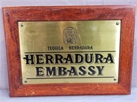 Herradura Embassy Tequila Wood & Brass Beer Sign