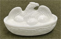 Milk Glass Federal Eagle Mustard Dish