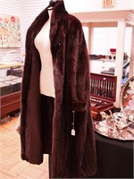 Mahogany brown ranch mink full-length coat,