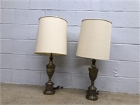 (2) Brass Plated Table Lamps
