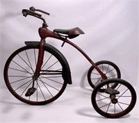Ca 1930's tricycle, leather seat, "buddy" steps on