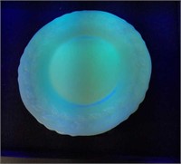 Vintage McKee Uranium Milk Glass Plate  U8D