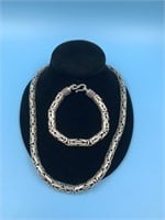 Heavy sterling silver rope necklace and matching b