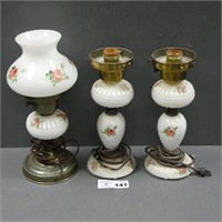 Hand Painted Milk Glass Lamps