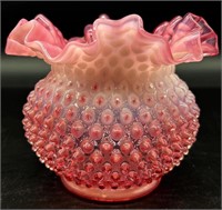 Fenton Cranberry Opal Hobnail Vase