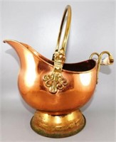 347/40 Vintage Copper Brass Coal Scuttle Bucket wi