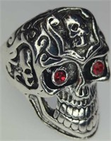 Gemstone eyeball skull ring size 11.75