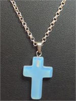 925 stamped 22-In necklace with cross pendant
