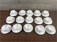 Lot Of 15 Milk Glass Cup & Saucers Grapes