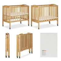 Dream On Me 2-In-1 Folding Portable Crib Natural