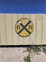 Vintage Round Metal Railroad Crossing Sign