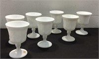 Seven Vintage Milk Glass Goblets Y8C