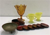 Vintage Amber Vase, Asian Coasters & More Y8C