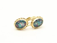 14kt earrings with triplet mosaic opal stones