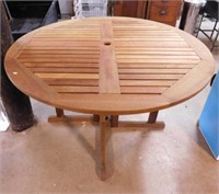 Wooden folding patio umbrella table, 48" x 29"