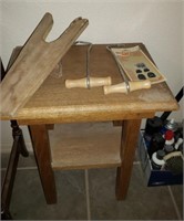 Small Wood End Table, Boot Pulls, Etc