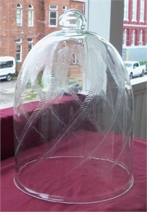 Antique Glass Bell Jar Cloche Dome w/ Fern