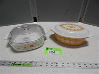 Pyrex and Corning Ware baking dishes with lids