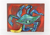 Original Signed Gypsy "Blue Crab" Oil Painting