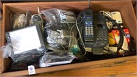 Lot electronics phones, wiring,contents of drawer