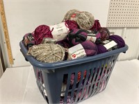 Basket full of yarn.