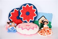 Vintage Crocheted Pillows & Dolls