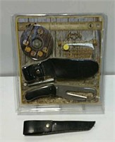 Knife and empty leather sheath