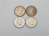 4 Silver Half Dollar Coins Kennedy 1969-1968