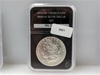Genuine 1887 UNC 90% Silver Morgan $1