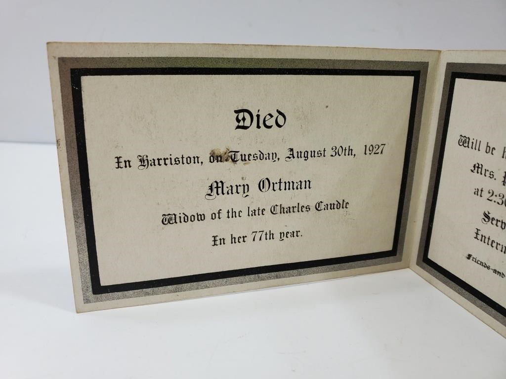 1927 Funeral Notice