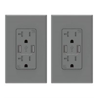 ELEGRP 4 Amp USB Charger  Gray (2-Pack)