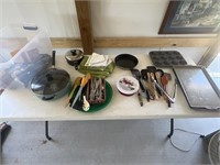 Lot of kitchen ware pots pans utensils