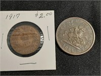 1854 Bank Token & 1917 Newfoundland Penny