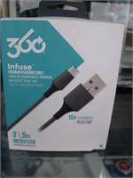 New 360 Electrical Infuse Micro USB to USB-A Prem)