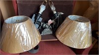 (2) Wall Swing Arm Lamps w/Shades