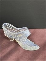 Fenton opaque hobnail glass shoe slipper with