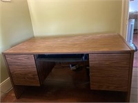 Brown Office Desk with Keyboard Tray