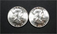 2 - 1961 Franklin Half Dollars UNC
