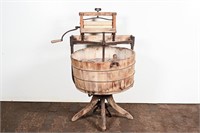 EARLY WOODEN WASHING MACHINE WITH WRINGER